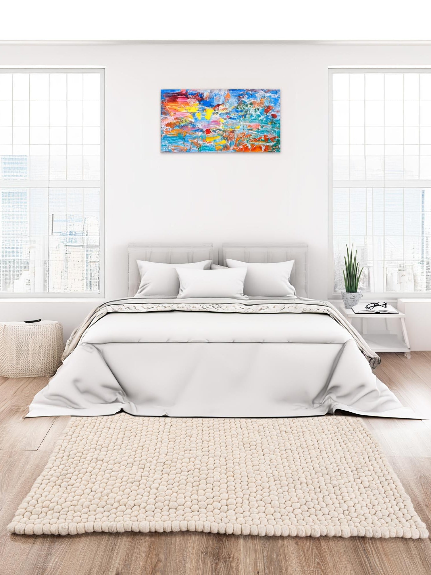 Ivory 2' x 3' 1 Felt Ball Rectangle Area Rug Stunning All Natural 100% Wool Luxury Hand Woven Carpet for Modern Home Interiors Soft Touch Marshmallow Rug for Sale at Rug Engine