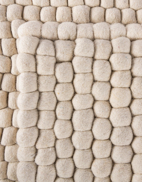 Ivory 4' 1 x 6' 1 Felt Ball Rectangle Area Rug Stunning All Natural 100% Wool Luxury Hand Woven Carpet for Modern Home Interiors Soft Touch Marshmallow Rug for Sale at Rug Engine