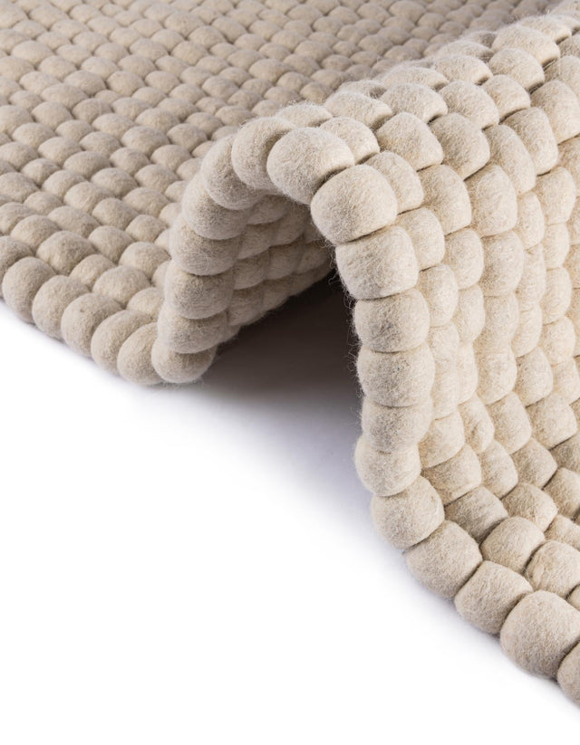 Ivory 4' 1 x 6' 1 Felt Ball Rectangle Area Rug Stunning All Natural 100% Wool Luxury Hand Woven Carpet for Modern Home Interiors Soft Touch Marshmallow Rug for Sale at Rug Engine