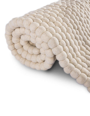 Ivory 4' 1 x 6' 1 Felt Ball Rectangle Area Rug Stunning All Natural 100% Wool Luxury Hand Woven Carpet for Modern Home Interiors Soft Touch Marshmallow Rug for Sale at Rug Engine