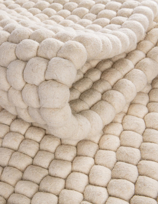 Ivory 4' 1 x 6' 1 Felt Ball Rectangle Area Rug Stunning All Natural 100% Wool Luxury Hand Woven Carpet for Modern Home Interiors Soft Touch Marshmallow Rug for Sale at Rug Engine
