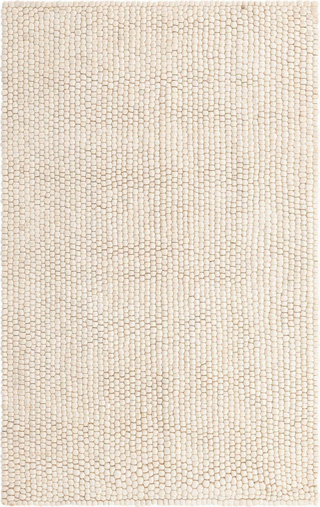 Ivory 5' 1 x 8' Felt Ball Rectangle Area Rug Stunning All Natural 100% Wool Luxury Hand Woven Carpet for Modern Home Interiors Soft Touch Marshmallow Rug for Sale at Rug Engine