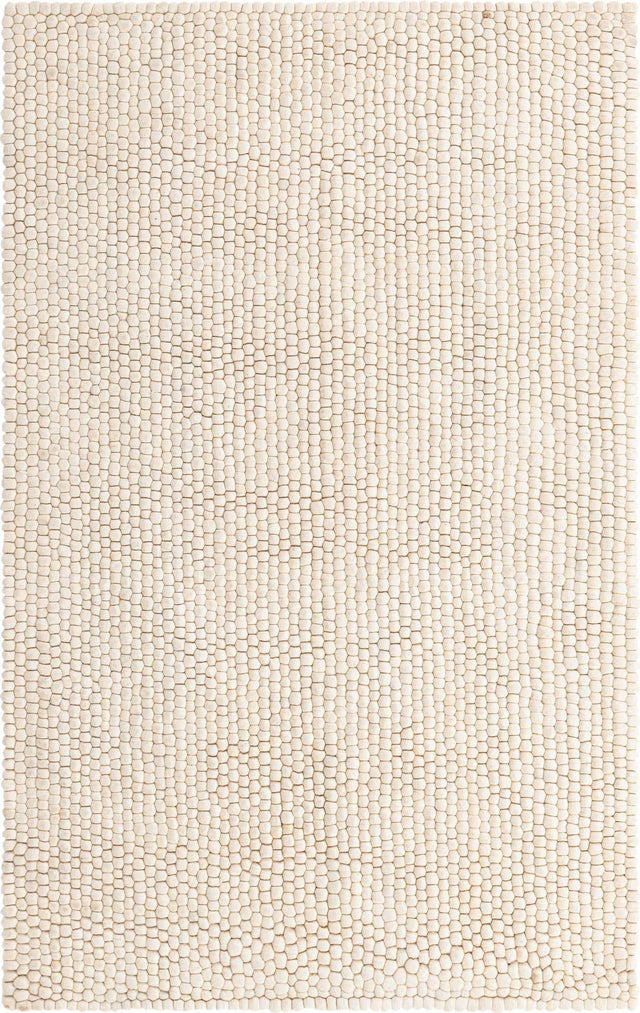Ivory 5' 1 x 8' Felt Ball Rectangle Area Rug Stunning All Natural 100% Wool Luxury Hand Woven Carpet for Modern Home Interiors Soft Touch Marshmallow Rug for Sale at Rug Engine