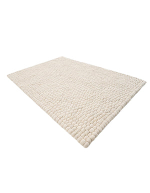 Ivory 4' 1 x 6' 1 Felt Ball Rectangle Area Rug Stunning All Natural 100% Wool Luxury Hand Woven Carpet for Modern Home Interiors Soft Touch Marshmallow Rug for Sale at Rug Engine