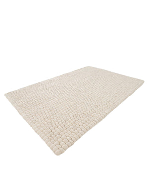 Ivory 4' 1 x 6' 1 Felt Ball Rectangle Area Rug Stunning All Natural 100% Wool Luxury Hand Woven Carpet for Modern Home Interiors Soft Touch Marshmallow Rug for Sale at Rug Engine