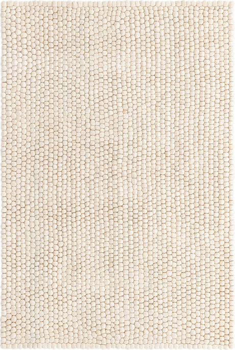 Ivory 4' 1 x 6' 1 Felt Ball Rectangle Area Rug Stunning All Natural 100% Wool Luxury Hand Woven Carpet for Modern Home Interiors Soft Touch Marshmallow Rug for Sale at Rug Engine