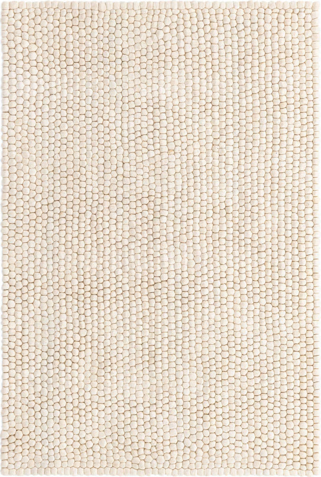 Ivory 4' 1 x 6' 1 Felt Ball Rectangle Area Rug Stunning All Natural 100% Wool Luxury Hand Woven Carpet for Modern Home Interiors Soft Touch Marshmallow Rug for Sale at Rug Engine