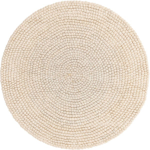 Ivory 5' x 5' Felt Ball Round Area Rug Stunning All Natural 100% Wool Luxury Hand Woven Carpet for Modern Home Interiors Soft Touch Marshmallow Rug for Sale at Rug Engine
