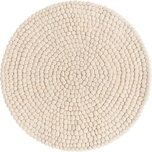 Ivory 3' 3 x 3' 3 Felt Ball Round Area Rug Stunning All Natural 100% Wool Luxury Hand Woven Carpet for Modern Home Interiors Soft Touch Marshmallow Rug for Sale at Rug Engine