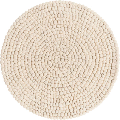 Ivory 3' 3 x 3' 3 Felt Ball Round Area Rug Stunning All Natural 100% Wool Luxury Hand Woven Carpet for Modern Home Interiors Soft Touch Marshmallow Rug for Sale at Rug Engine