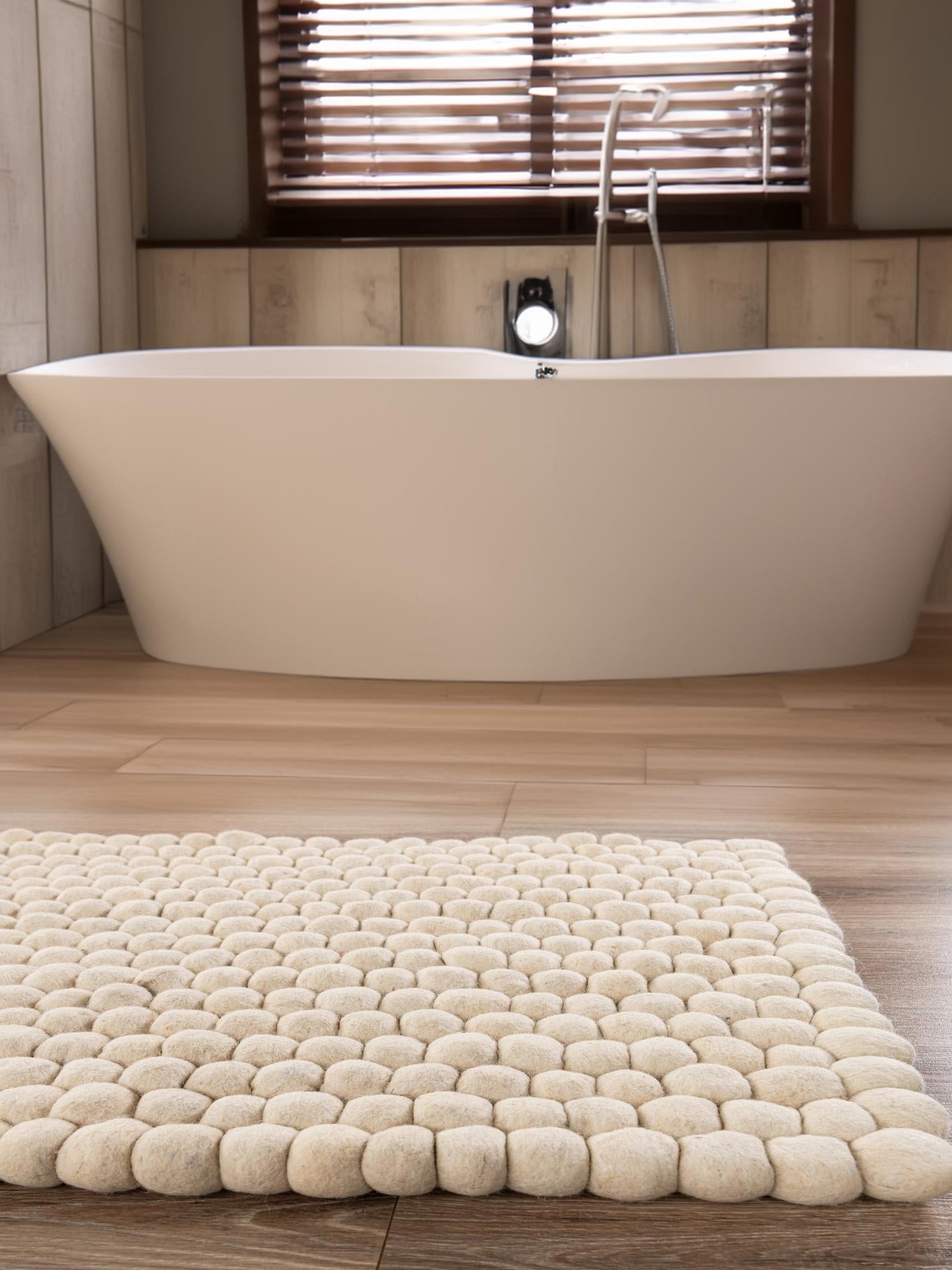 Ivory 2' 7 x 12' Felt Ball Runner Area Rug Stunning All Natural 100% Wool Luxury Hand Woven Carpet for Modern Home Interiors Soft Touch Marshmallow Rug for Sale at Rug Engine