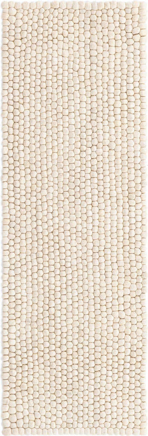 Ivory 2' 2 x 6' 1 Felt Ball Runner Area Rug Stunning All Natural 100% Wool Luxury Hand Woven Carpet for Modern Home Interiors Soft Touch Marshmallow Rug for Sale at Rug Engine
