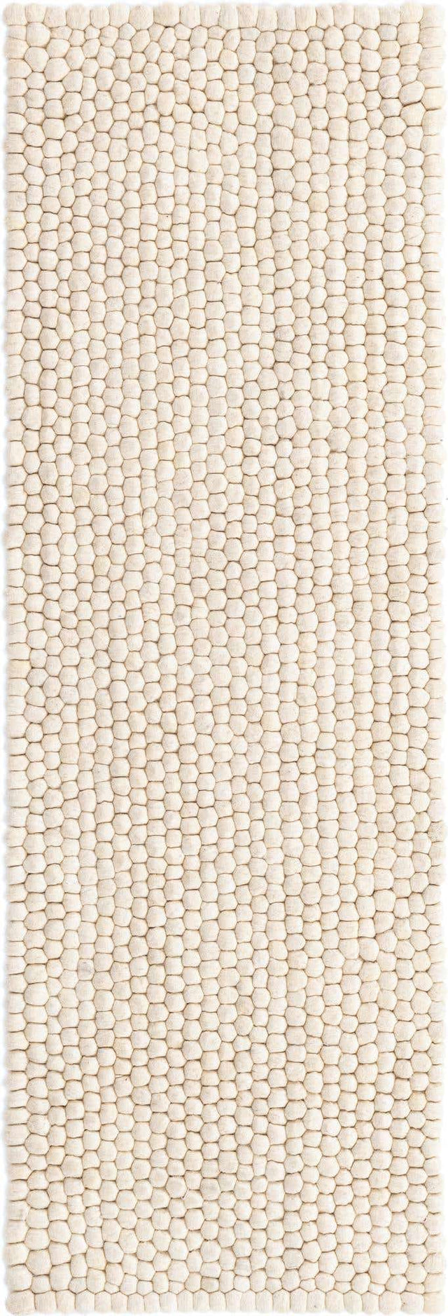 Ivory 2' 2 x 6' 1 Felt Ball Runner Area Rug Stunning All Natural 100% Wool Luxury Hand Woven Carpet for Modern Home Interiors Soft Touch Marshmallow Rug for Sale at Rug Engine
