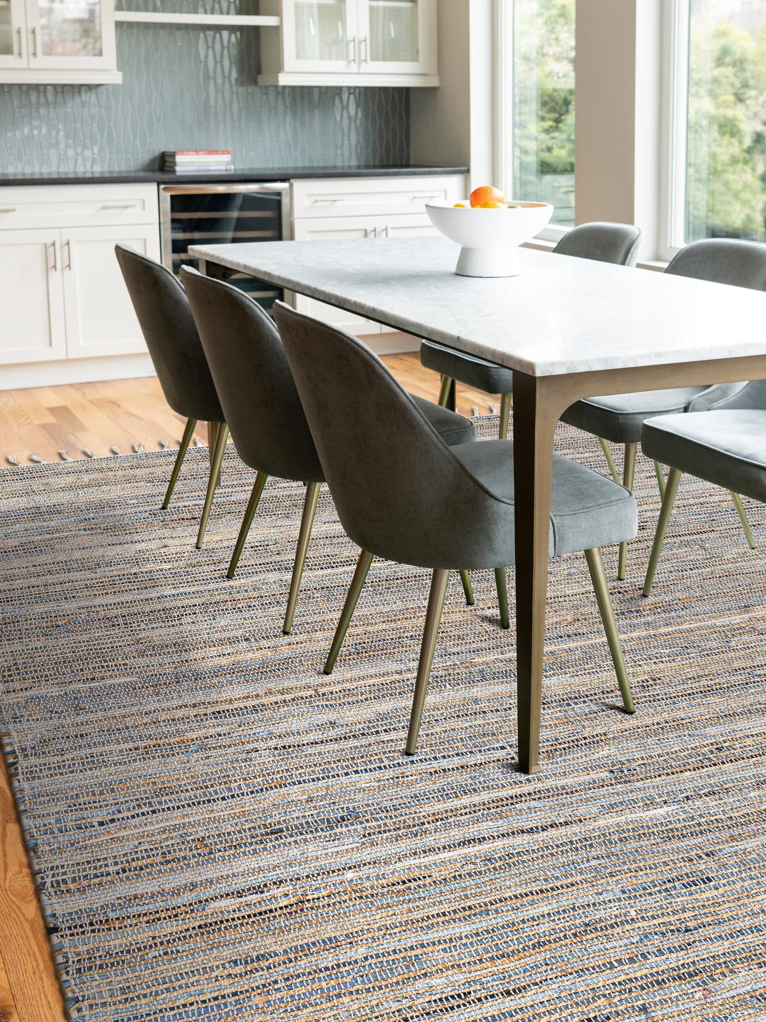 Blue 8' x 11' Chindi Jute Rectangle Area Rug Interior Design Home Decor Carpet Mat for Sale at Rug Engine