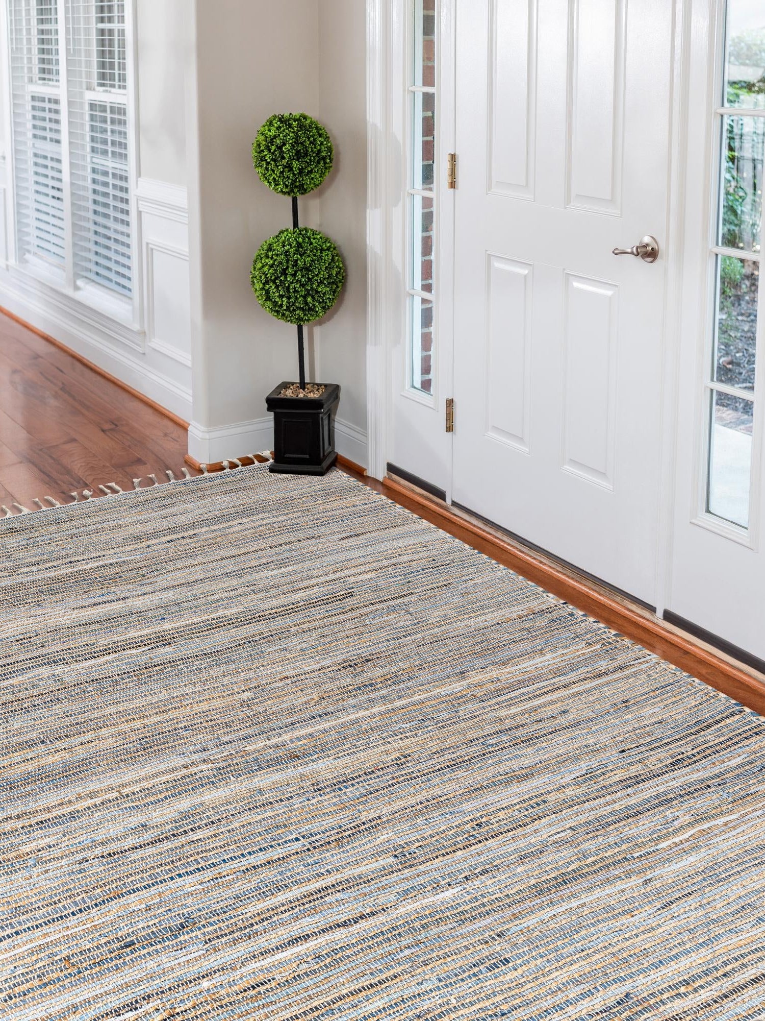 Blue 9' x 12' Chindi Jute Rectangle Area Rug Interior Design Home Decor Carpet Mat for Sale at Rug Engine