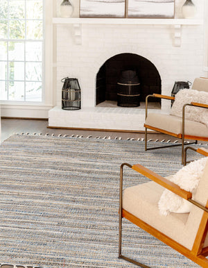 Blue 8' x 11' Chindi Jute Rectangle Rug