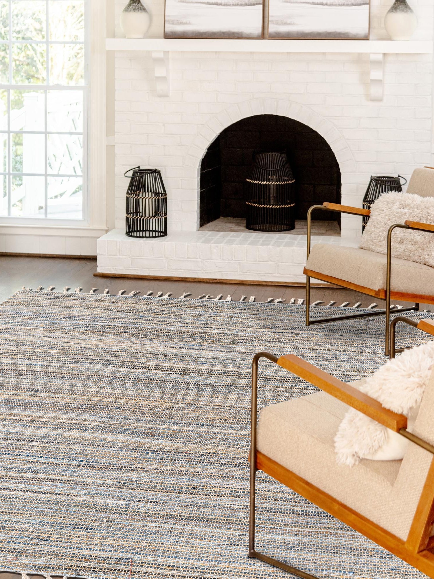 Blue 9' x 12' Chindi Jute Rectangle Area Rug Interior Design Home Decor Carpet Mat for Sale at Rug Engine