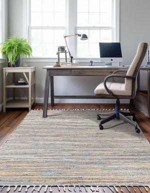 Blue 4' 1 x 6' 1 Chindi Jute Rectangle Rug