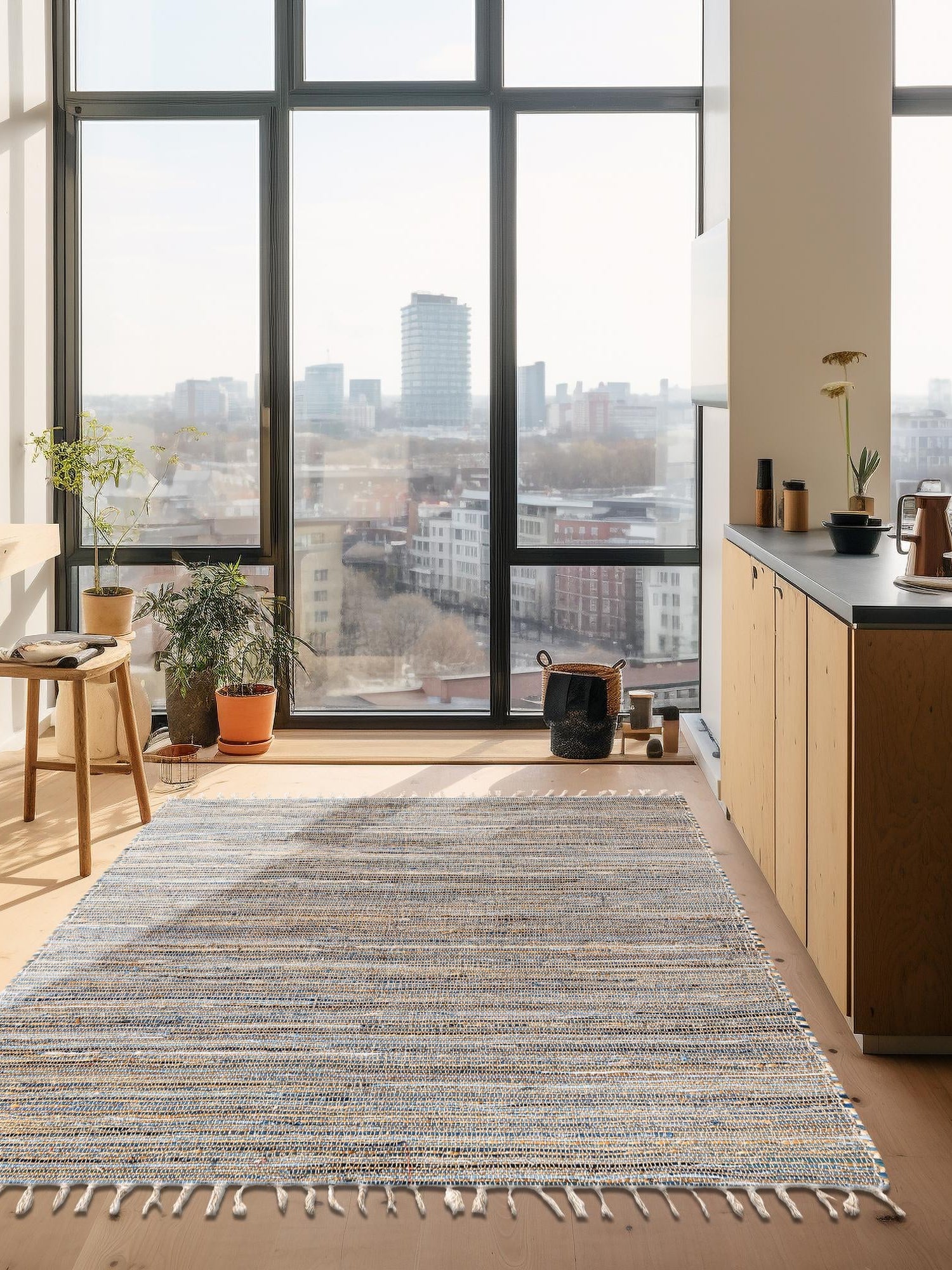 Blue 2' x 3' 1 Chindi Jute Rectangle Area Rug Interior Design Home Decor Carpet Mat for Sale at Rug Engine