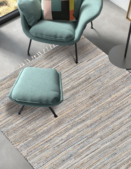 Blue 6' 1 x 9' Chindi Jute Rectangle Area Rug Interior Design Home Decor Carpet Mat for Sale at Rug Engine