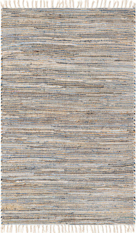 Blue 5' 1 x 8' Chindi Jute Rectangle Rug