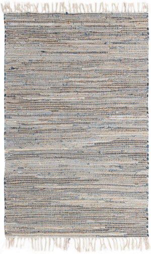 Blue 4' 1 x 6' 1 Chindi Jute Rectangle Rug
