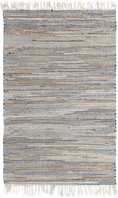 Blue 4' 1 x 6' 1 Chindi Jute Rectangle Rug