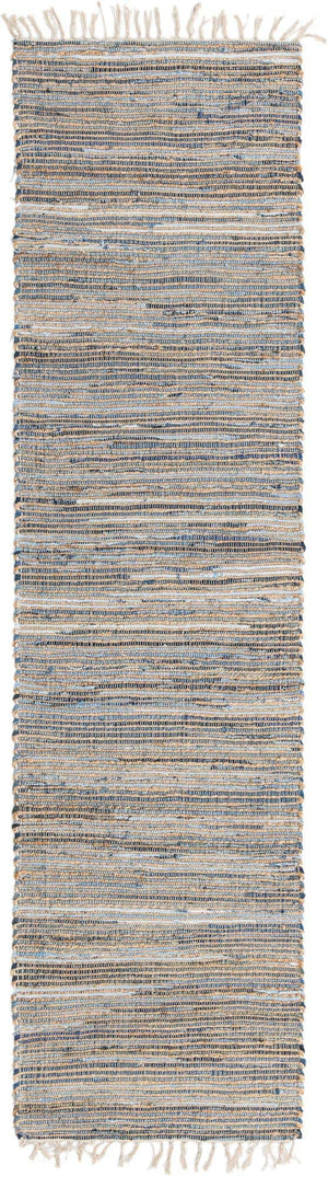 Blue 3' x 10' Chindi Jute Runner Rug
