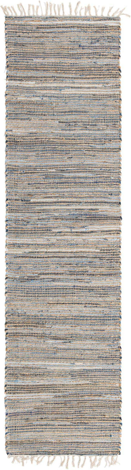 Blue 3' x 10' Chindi Jute Runner Rug
