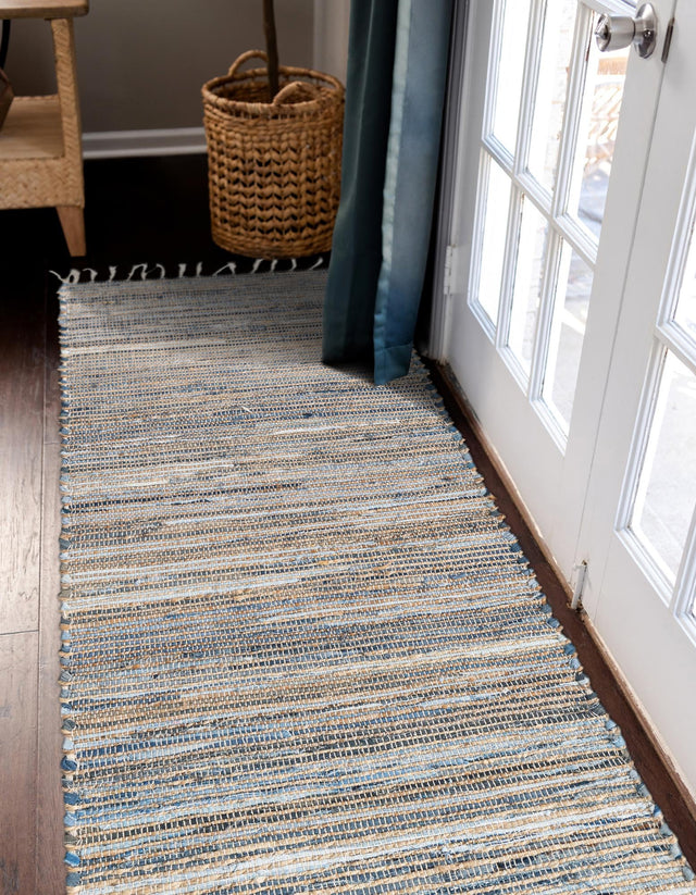 Blue 3' x 16' 1 Chindi Jute Runner Rug