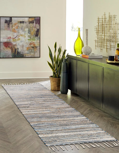 Blue 2' 7 x 13' 1 Chindi Jute Runner Area Rug Interior Design Home Decor Carpet Mat for Sale at Rug Engine