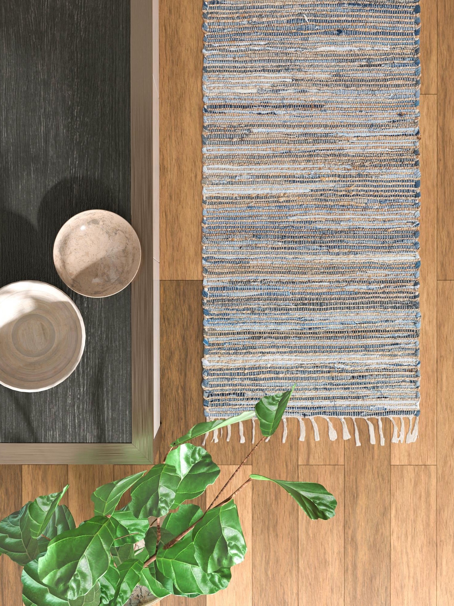 Blue 2' 2 x 6' 1 Chindi Jute Runner Area Rug Interior Design Home Decor Carpet Mat for Sale at Rug Engine