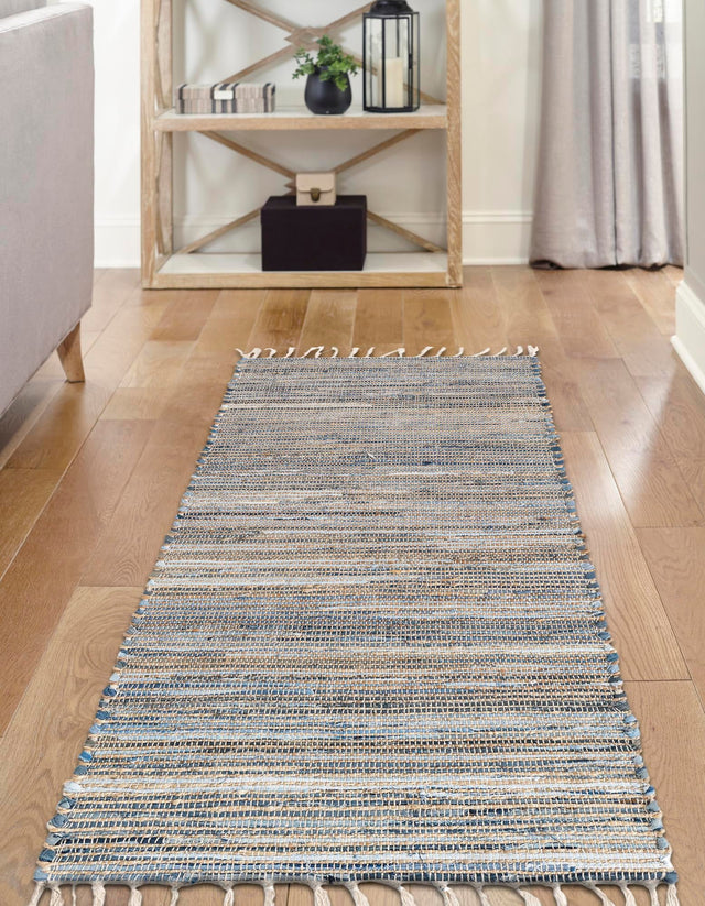 Blue 3' x 16' 1 Chindi Jute Runner Rug