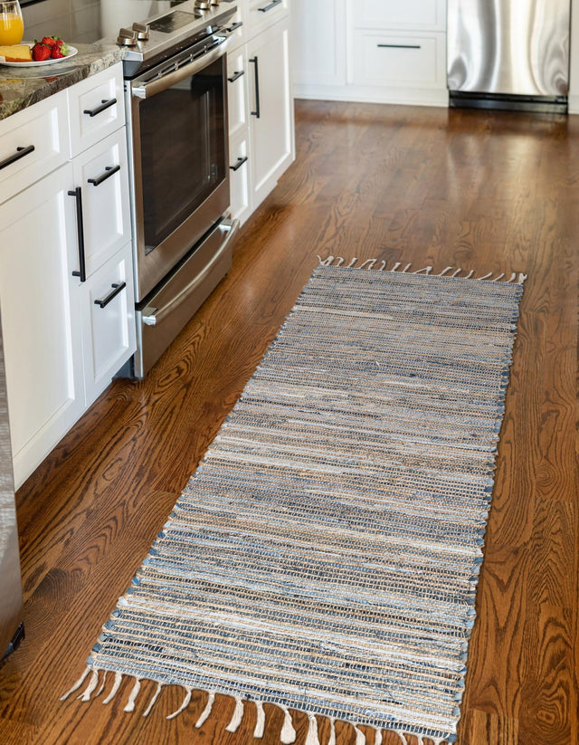 Blue 3' x 16' 1 Chindi Jute Runner Rug