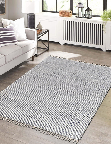 Navy Blue 8' x 11' Chindi Jute Rectangle Rug