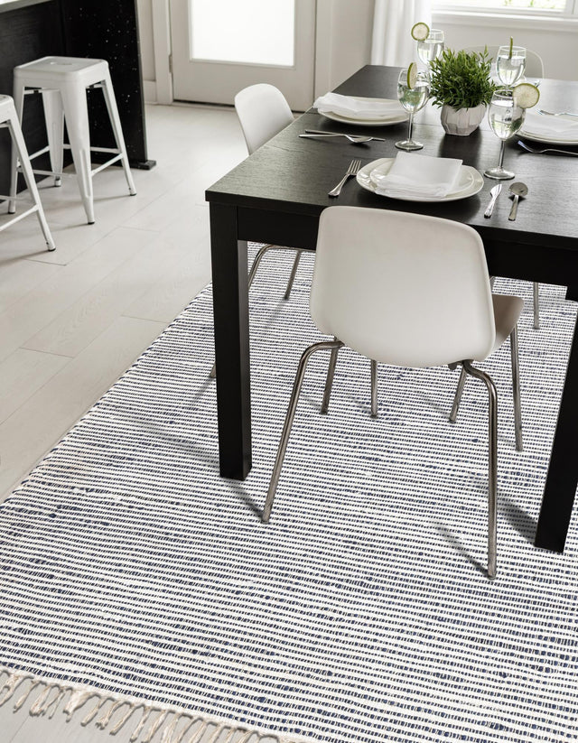 Navy Blue 8' x 11' Chindi Jute Rectangle Rug