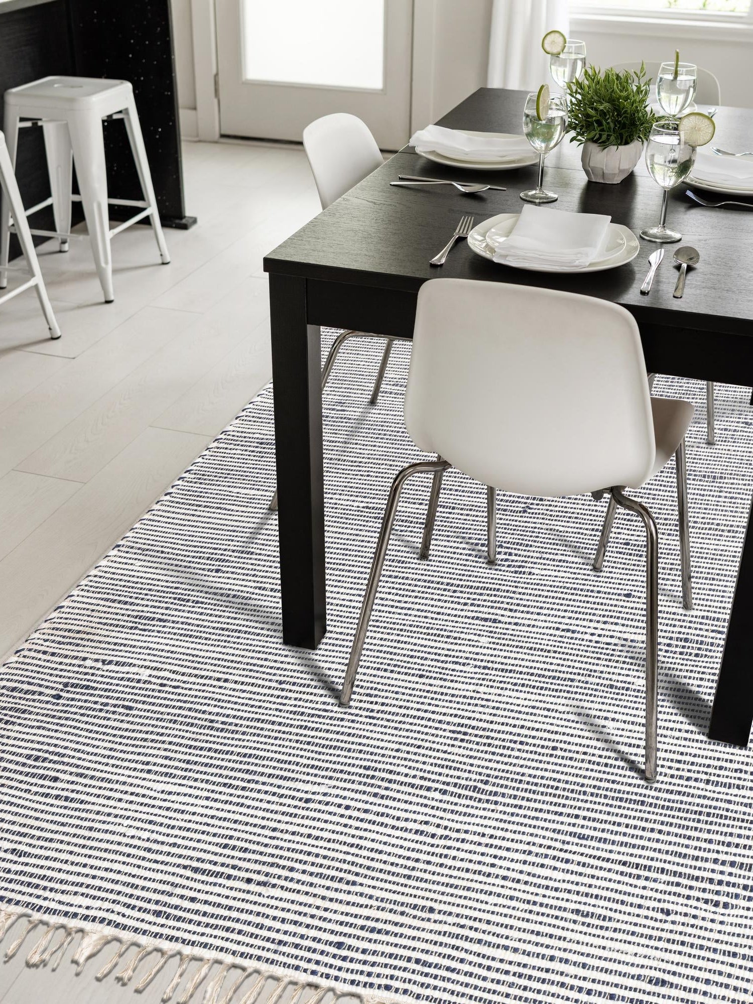 Navy Blue 7' 1 x 10' Chindi Jute Rectangle Area Rug Interior Design Home Decor Carpet Mat for Sale at Rug Engine