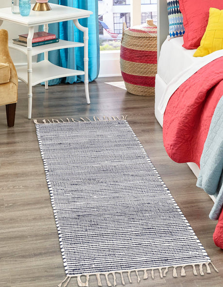 Navy Blue 2' 2 x 6' 1 Chindi Jute Runner Rug
