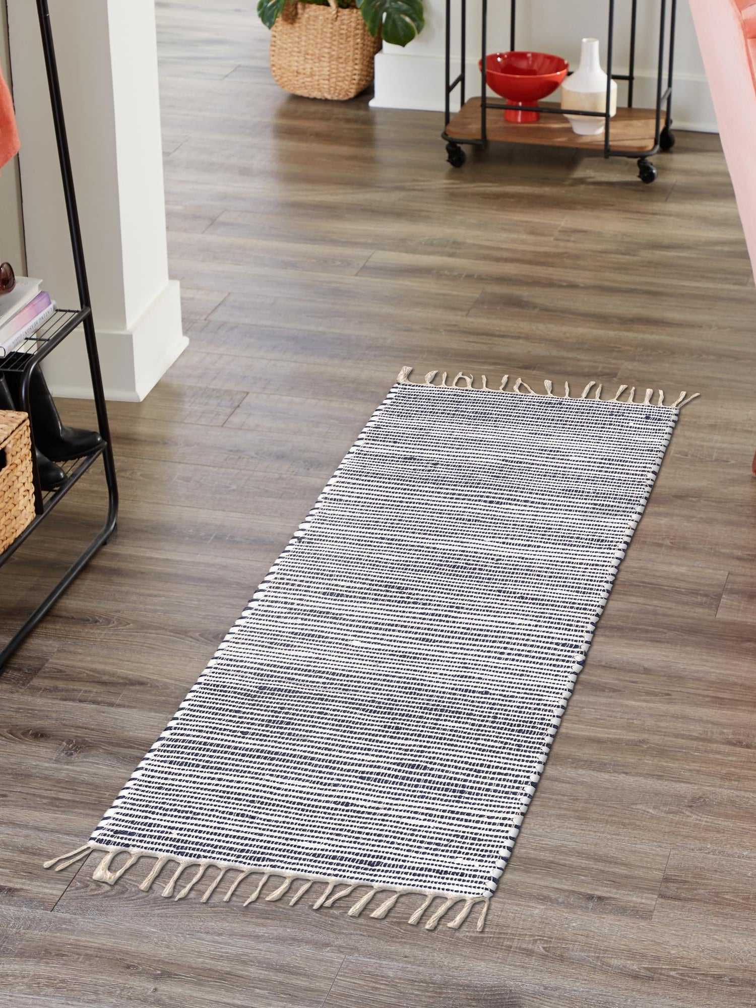 Navy Blue 2' 2 x 6' 1 Chindi Jute Runner Area Rug Interior Design Home Decor Carpet Mat for Sale at Rug Engine