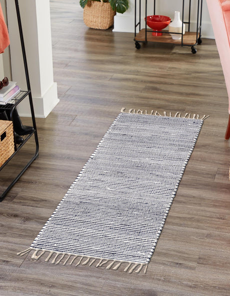 Navy Blue 2' 2 x 6' 1 Chindi Jute Runner Rug