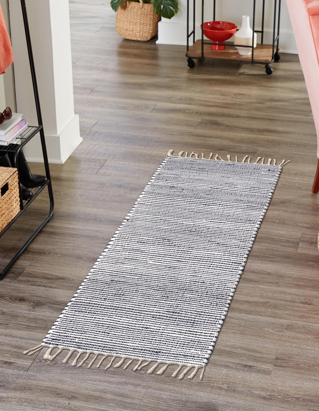 Navy Blue 2' 2 x 6' 1 Chindi Jute Runner Rug