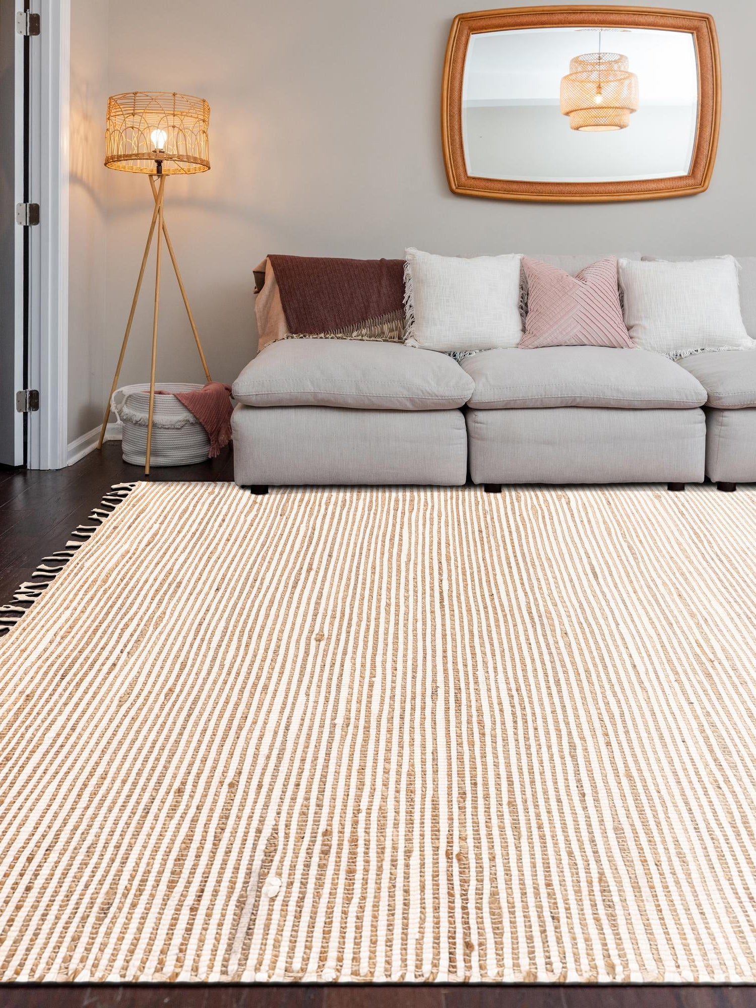 Natural 6' 1 x 9' Chindi Jute Rectangle Area Rug Interior Design Home Decor Carpet Mat for Sale at Rug Engine