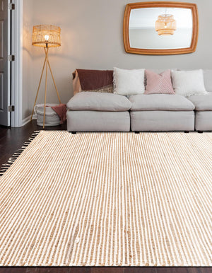 Natural 5' 1 x 8' Chindi Jute Rectangle Rug