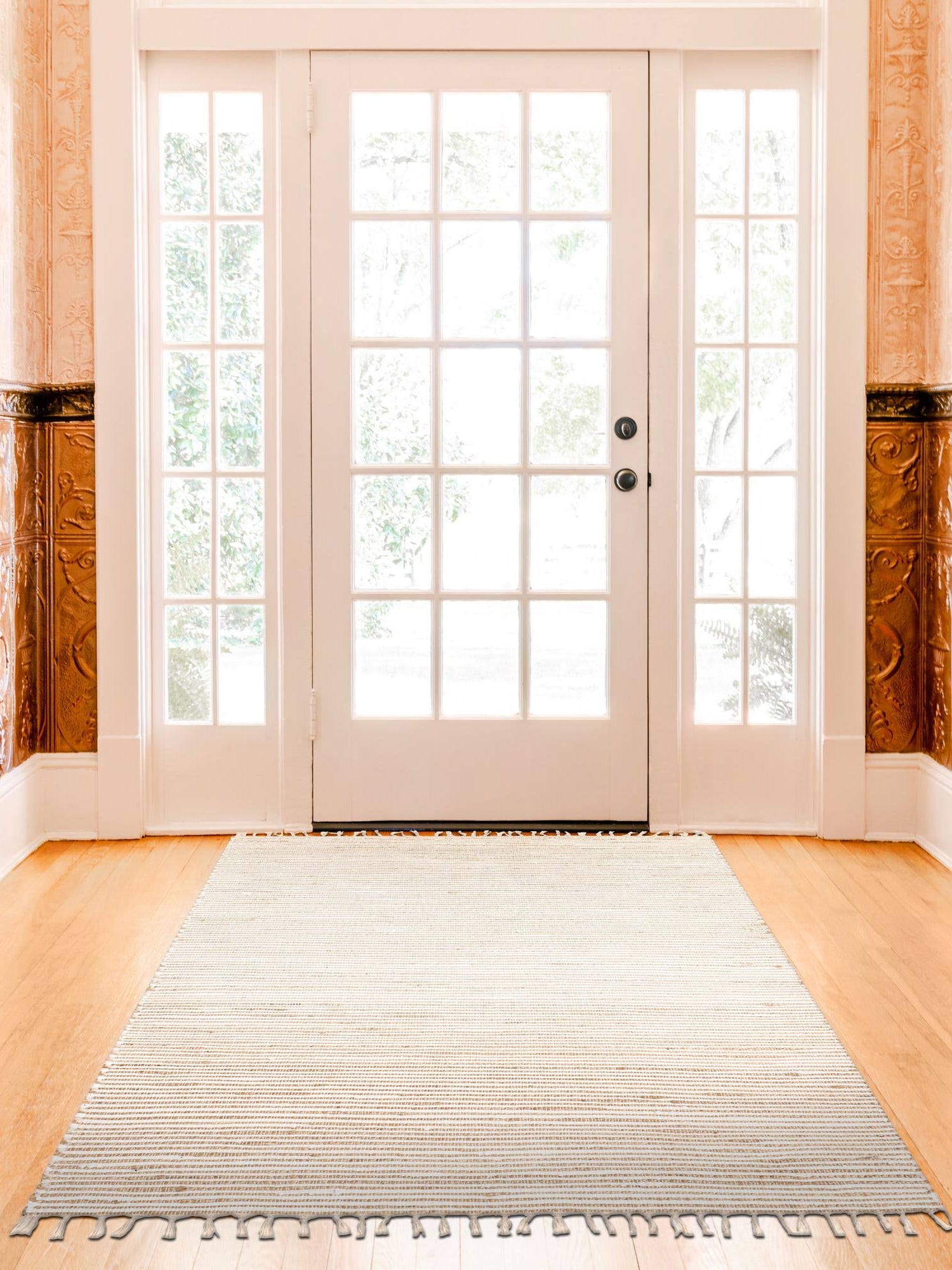 Natural 4' 1 x 6' 1 Chindi Jute Rectangle Area Rug Interior Design Home Decor Carpet Mat for Sale at Rug Engine