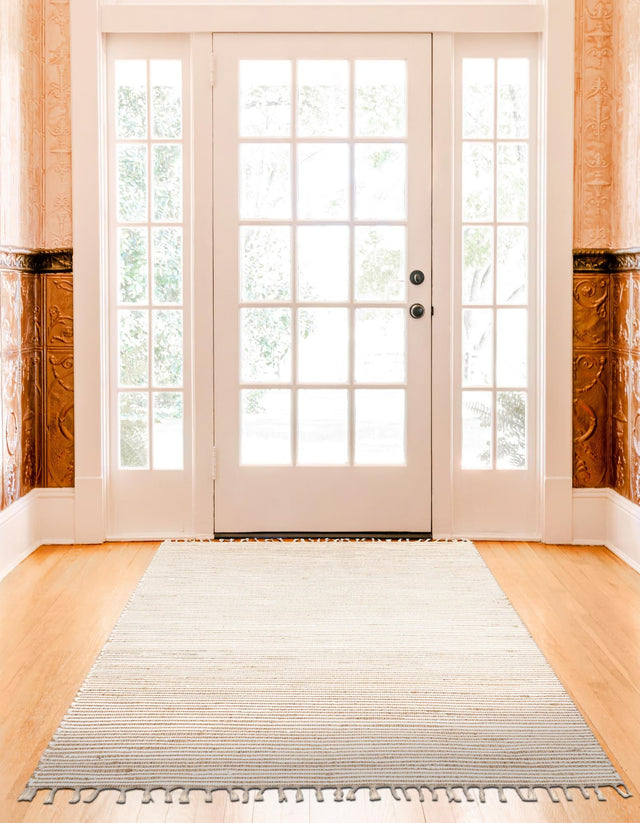 Natural 6' 1 x 9' Chindi Jute Rectangle Rug