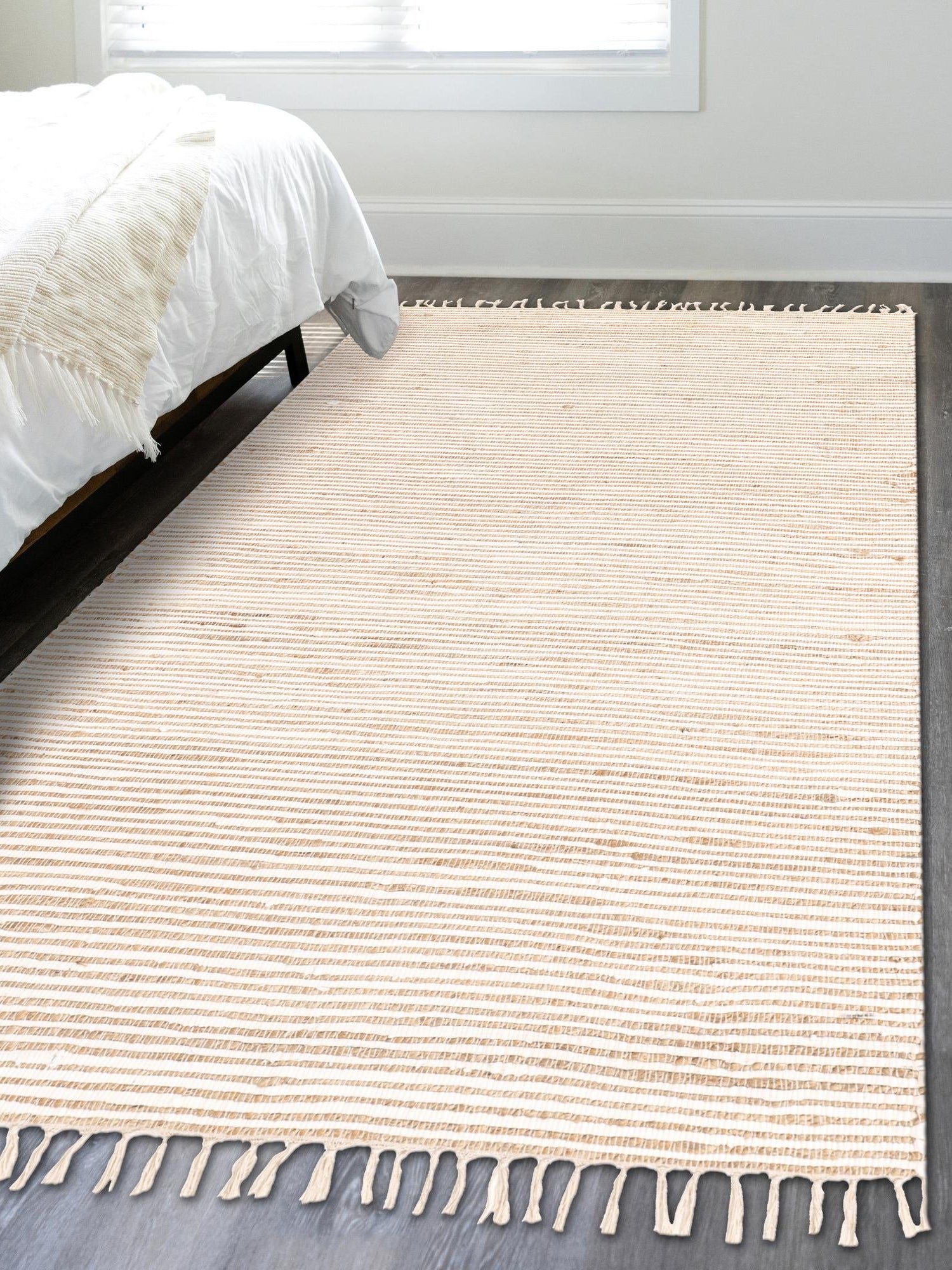 Natural 4' 1 x 6' 1 Chindi Jute Rectangle Area Rug Interior Design Home Decor Carpet Mat for Sale at Rug Engine