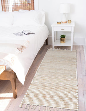 Natural 3' x 10' Chindi Jute Runner Rug