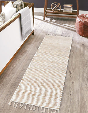 Natural 3' x 10' Chindi Jute Runner Rug