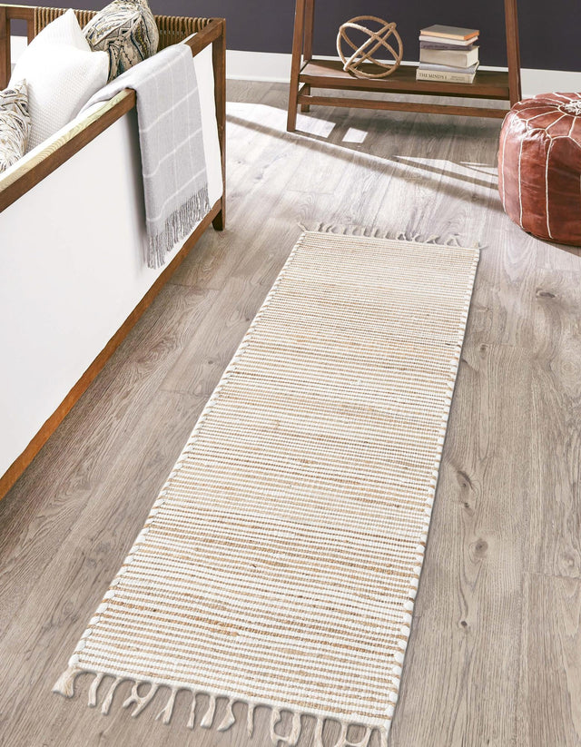 Natural 3' x 10' Chindi Jute Runner Rug