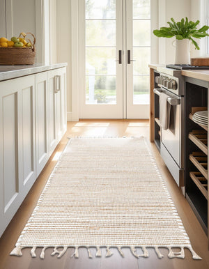 Natural 3' x 10' Chindi Jute Runner Rug